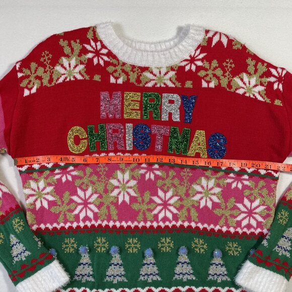 Holiday Time Festive Ugly Christmas Sweater Crew Neck Long Sleeves Size L - Picture 9 of 15